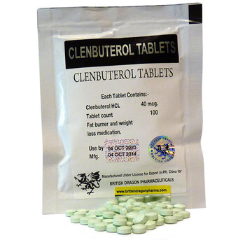 Clenbuterol HCL (BritishDragonPharm) 40мкг\таб - цена за 100 таблеток